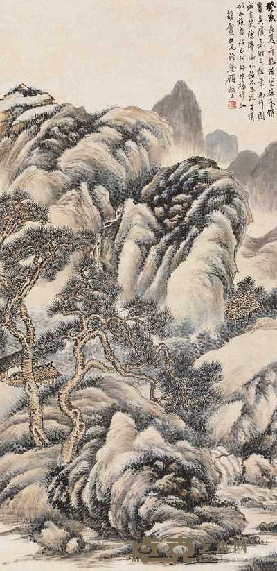 顾麟士 1923年作 山水图 立轴 150.5×52.5cm